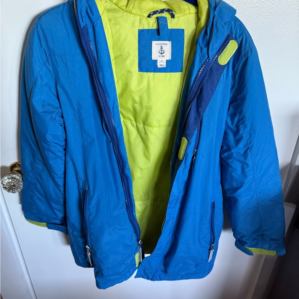 Lands' End Kids Raincoat in Blue and Lime